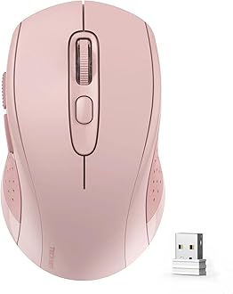 TECKNET Bluetooth Mouse, 4000DPI Wireless Mice for Laptop 2-in-1(BT 5.0/3.0+2.4Ghz) Computer Portable PC Mouse Wireless with USB Receiver for Mac (USB-A+Bluetooth, Pink)
