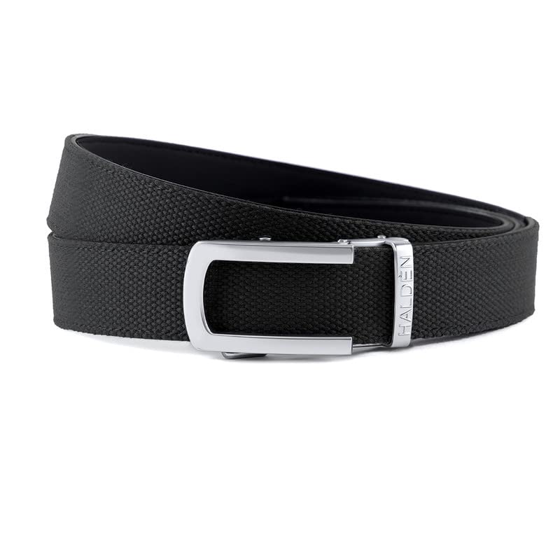 Image of HALDEN Canvas Leather Belt For Men with Magnetic Auto Lock Buckle, Adjustable Strap, Fits Up to 44 inch Waist, Stylish & Durable Belt for Daily Wear