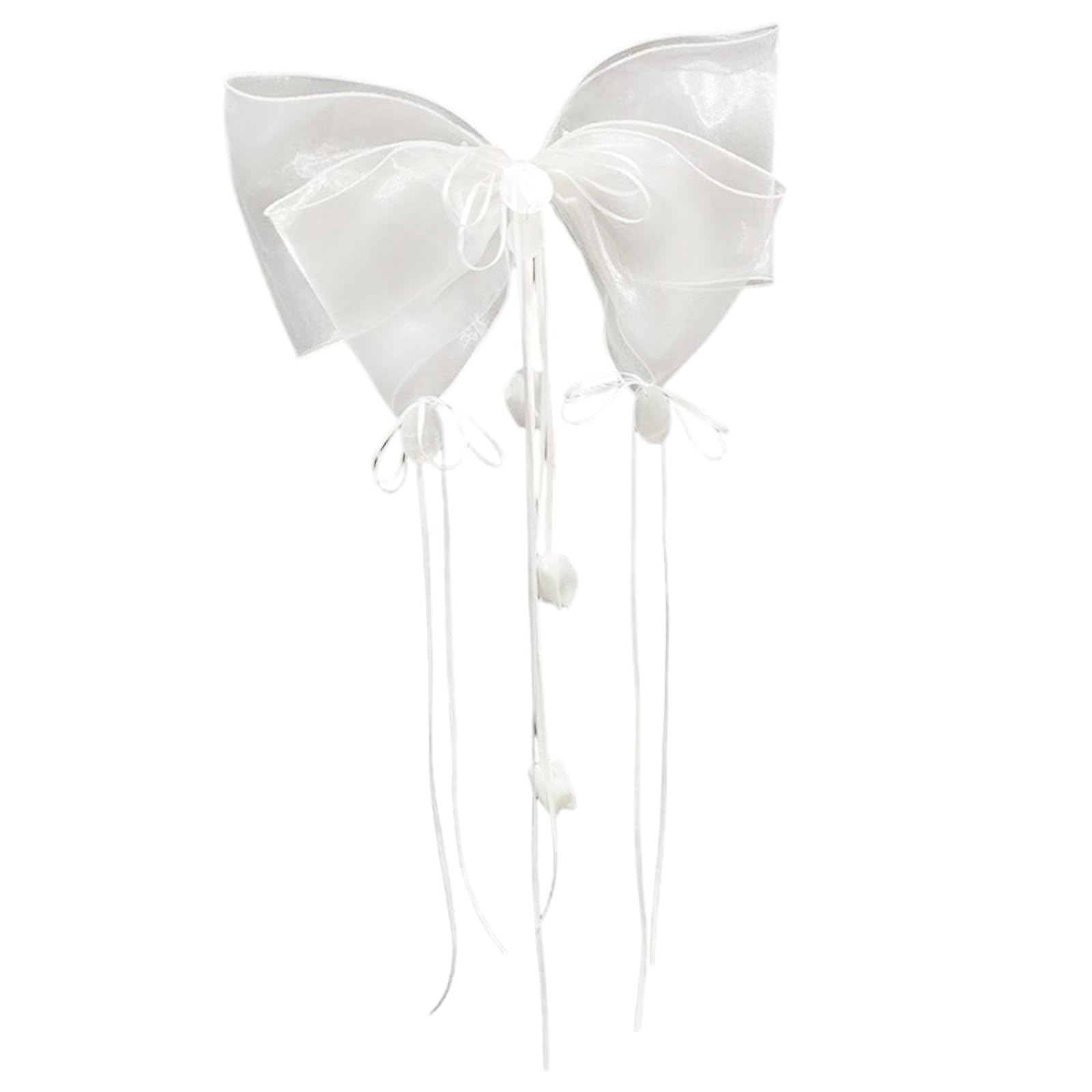 MICFENY Fashionable Large Bowknot Barrette Hair Accessory Tulle Hair Bows with Tassels For Women Special Event Casual Styling