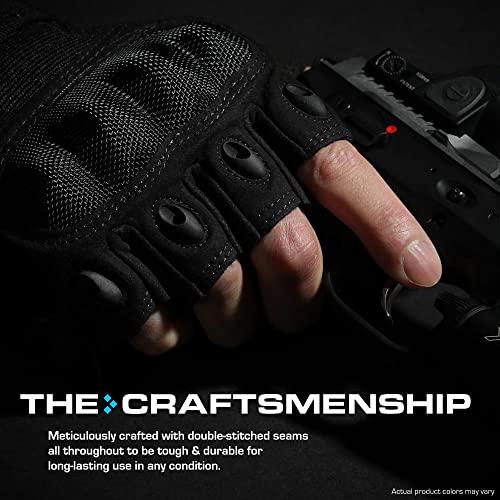 Glove Station- Fingerless Knuckle Tactical Gloves For Men - Motorcycle Gloves For Tactical Shooting, Airsoft, Hunting, Police Work And Hiking - Black/Small #TOP2