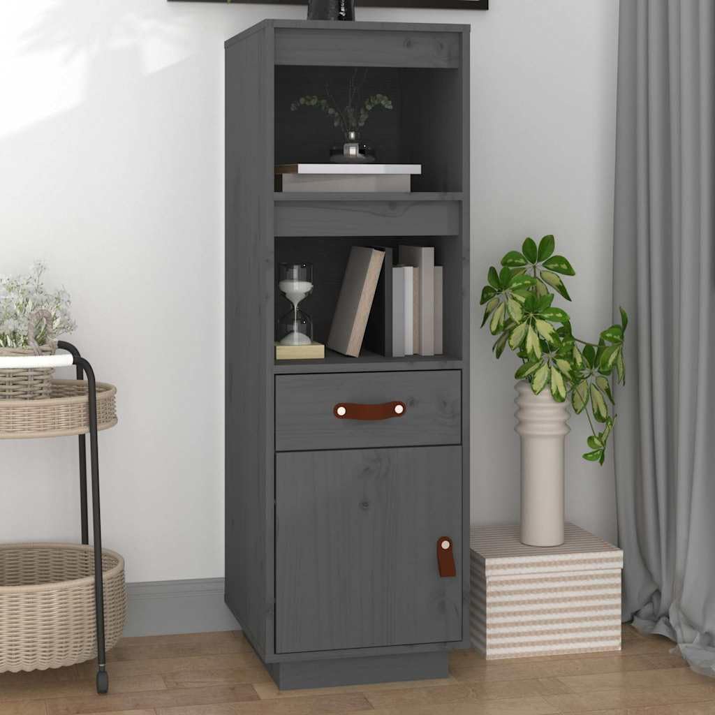 Armadietto Highboard grigio, 34 x 40 x 108,5 cm, in legno massello
