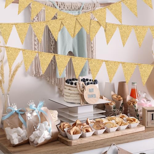 Image of 5 Pack Vintage Book Party Decorations Garland Vintage Pages Paper Pennant Garland Kraft Newspaper Banner Library Backdrop for Library Club Wedding Holiday Decorate