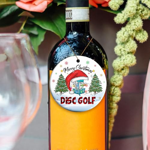 Decorlion 2024 Christmas Ornament - Disc Golf Merry Christmas Ceramic Ornament, Christmas Tree Decoration, Hanging Ornament, Disc Golf Ornament, for Family, Friends, Disc Golf Lovers
