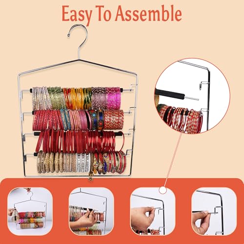 Image of ROLLYWARE Premium Bangle Organizer for Storage /Wall /Dressing Table, Made with 100% Stainless Steel, Anti- Slip, Durable & Sturdy, Holding Capacity of 400 Bangles or 35 Dozen