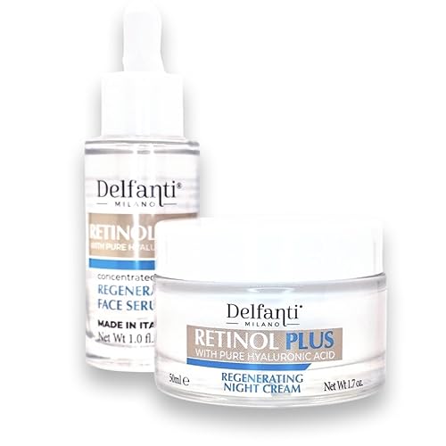 Miniatura 2 de Delfanti Milano  RETINOL PLUS con ácido hialurónico puro  TRATAMIENTO NOCHE DE TAMAÑO COMPLETO DUO PACK Sérum Regenerador Concentrado y Crema de