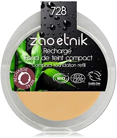 Zao Refill Compact Foundation 728 LIGHT OCHRE LIGHT/Beige/Yellow Compact Makeup Foundation Refill Cream (Organic, Vegan, Organic Cosmetics) 111728