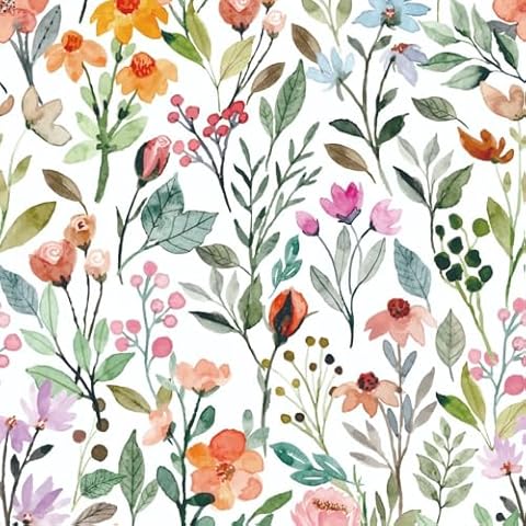 GeRRiT 17.32"x118" Floral Wallpaper Peel and Stick Boho Textured Wall Paper for Bedroom Bathroom Renter Friendly Waterproof Pink Watercolor Modern Wallpaper for Kitchen Cabinet Cover