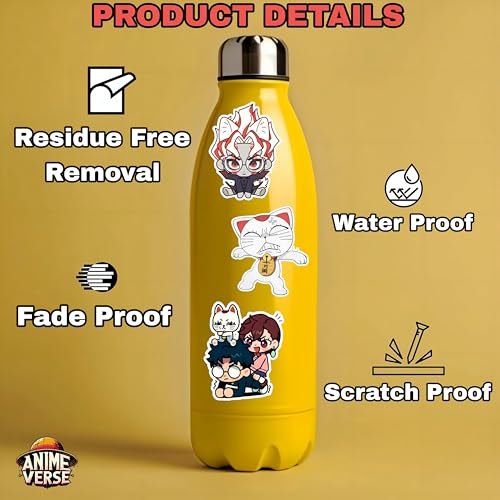 Image of AnimeVerse Pack of 58 Dandadan Anime Stickers for Laptop, Phone, Guitar, Bike, PC, | Waterproof Glossy Vinyl Decals | Residue-Free Anime Stickers Collection (Dandadan)