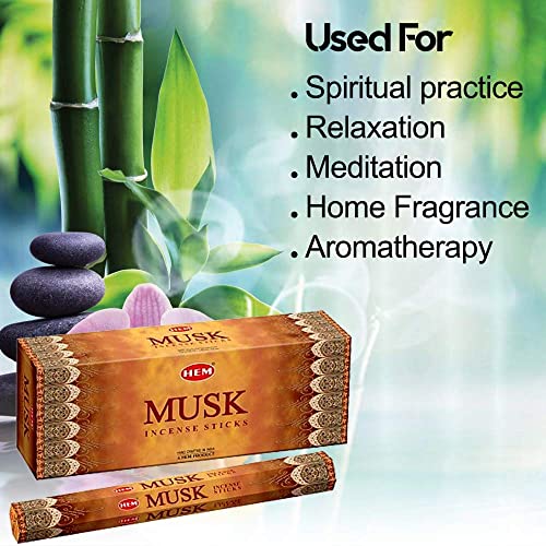 Musk - Box Of Six 20 Stick Hex Tubes - Hem Incense Hand Rolled In India #TOP1
