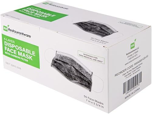 Miniatura 2 de Restaurantware Clean Tek - Mascarillas desechables profesionales, 50 mascarillas transpirables para la nariz, 3 capas, personalizables, de fibra no