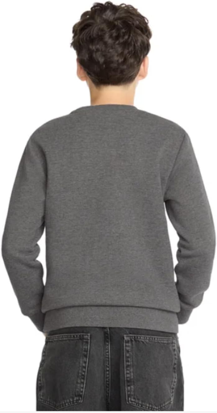 Calvin Klein Boys' Long Sleeve Logo Design French Terry Crewneck Tee (US, Alpha, Large, Regular, Grey)