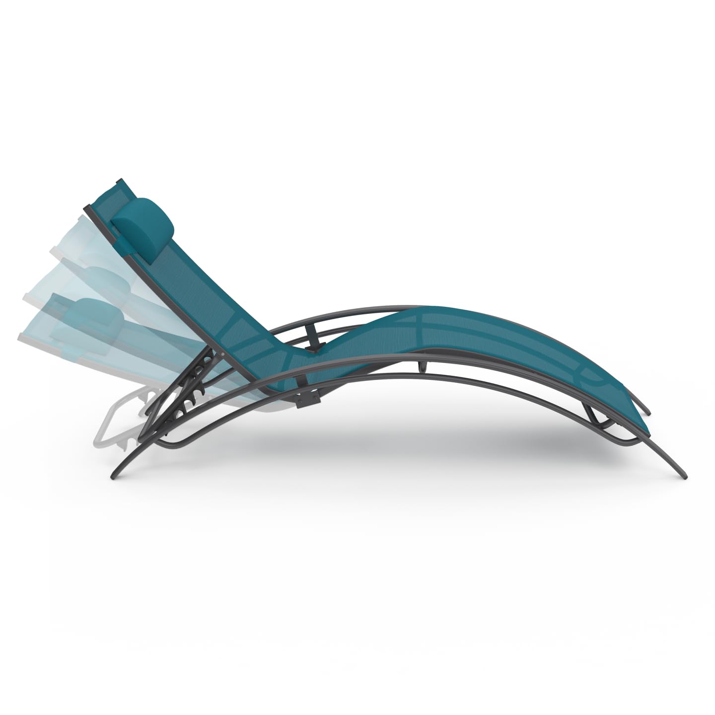 IDMarket - Lot de 2 transats de Jardin inclinables en Acier Havane Gris Anthracite et Toile Bleu Canard avec Coussin