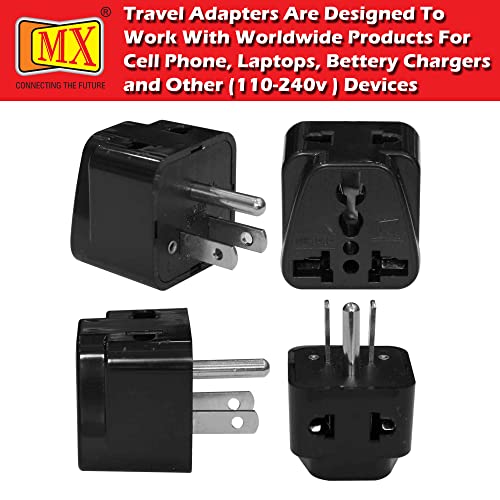 Image of MX Universal Travel Adapter (Type B) India to USA Canada Japan & More 2 in 1 Conversion Plug for Home and Official use - Black