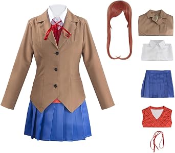 Juejuezi Doki Doki Monika Outfit Yuri Uniform Dress Sayori Cosplay Costume Women Pleated Skirt Shirt Set Halloween