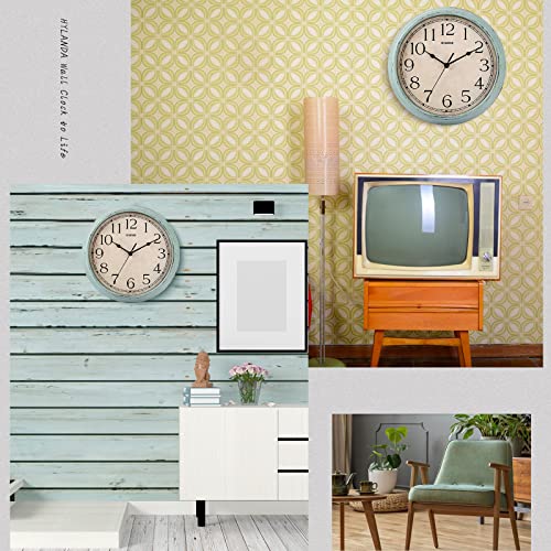 Hylanda Wall Clock, 12 Inch Vintage Silent Retro Wall Clocks Battery Operated Non Ticking Easy To Read Decorative For Kitchen Living Room Home Office School(Aqua) #TOP5