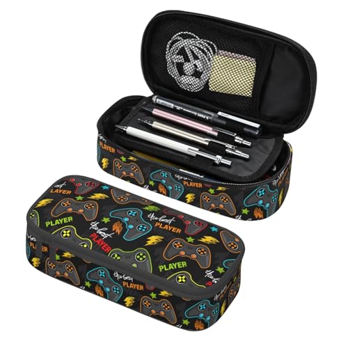 Image of Fun Game Gamer Controller Pencil Case Big Capacity Storage Pencil Pouch Stationery Bags With Zipper Portable Pen Holder Box Organizer For Boys Kids Student College School Office Supplies