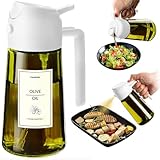 TrendPlain Pulverizador Aceite Spray 470ml - 2 en 1 Spray Aceite Cocina, Dispensadora para Freidora de Aire, Ensaladas, Vinagre y Accesorios Cocina (1 unidad, Blanco-1)