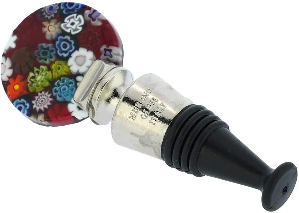 Glass Of Venice Murano Glass Millefiori Round Bottle Stopper