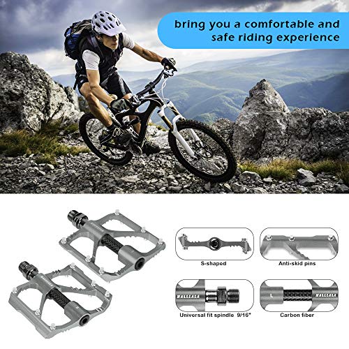 Malllala Mountain Bike Pedals,9/16" 3 Sealed Bearing Aluminum Alloy Mtb Pedals, Bicycle Flat Pedals For Bmx Bike,Road Bike, Carbon Steel Fiber Shaft,12 Hexagonal Non-Slip Studs #TOP1