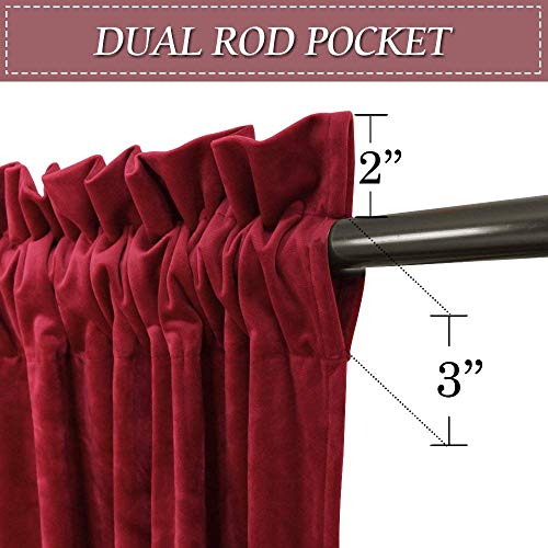 Image of RYB HOME Extra Long Velvet Curtains 102 inches for Sliding Patio Glass Door | Energy Saving, Thermal Privacy, UV Heat Blocking, for Living Room Bedroom Dining Room, Ruby Red, W52 x L102, 2 Panels