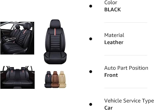 Miniatura 8 de OASIS AUTO Fundas de asiento de automóvil de alta calidad, impermeables, de piel sintética, accesorios universales para SUV, camión, sedán,