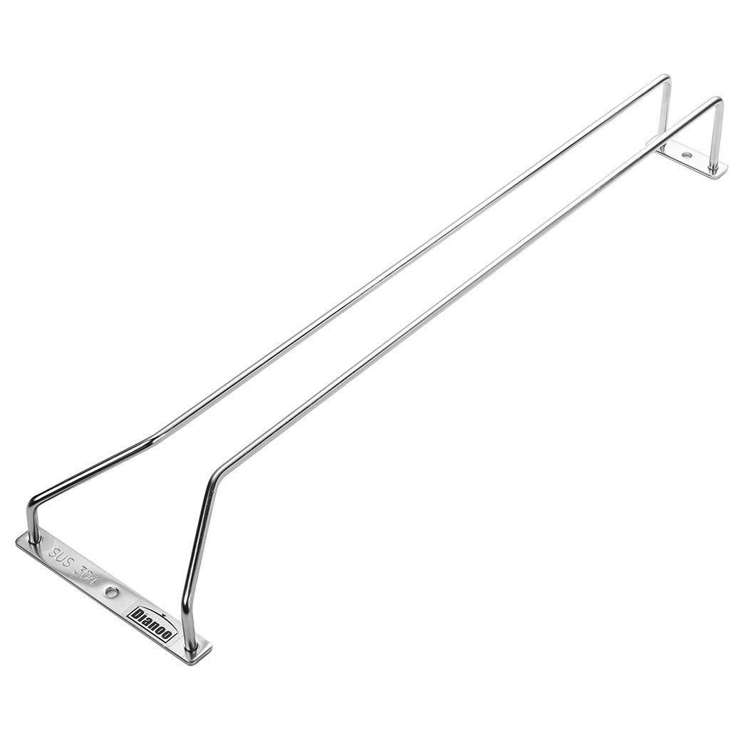 Wine Glass Rack Under Cabinet Hanging Dianoo Stainless Steel Wire Stemware Rack Holder with Screws 45cm 1 Row