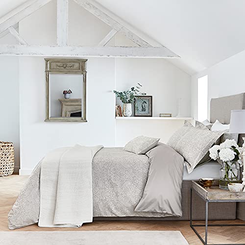 Image of Morris & Co Pure Strawberry Thief Duvet Cover, SUPERKING, Cotton, Pebble, Super-King