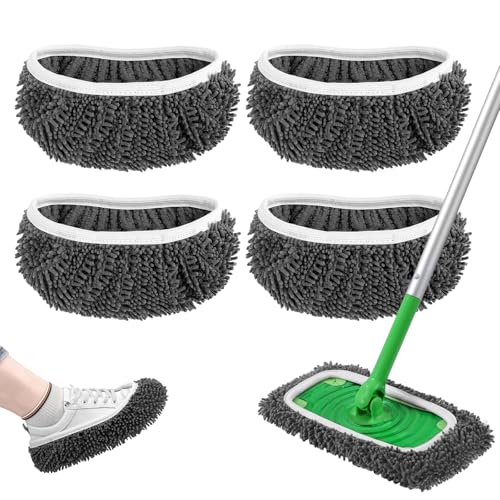 Yicotira Reusable Wet Pads Refill for Swiffer Sweeper Mop - Dry Sweeping Cloths & Wet Mopping Cloths for Household Cleaning - Washable Microfiber Mop Pads, 4 Pack (Mop is not Included)