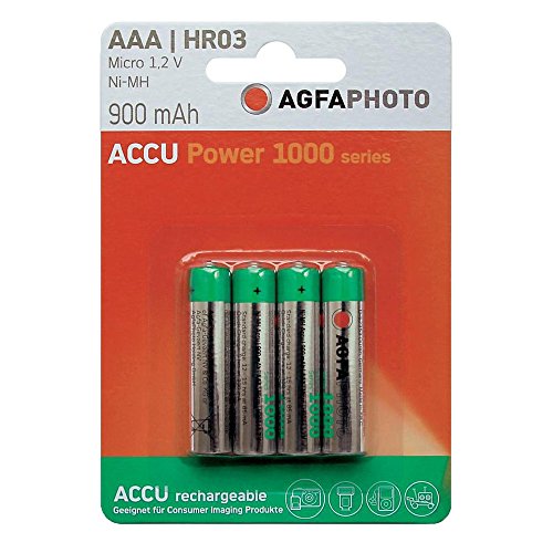 AgfaPhoto NiMH Battery Micro AAA 900 mAh Pack of 4