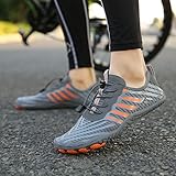 Teechodina Unisex Traillaufschuhe Herren Damen Wanderschuhe Barfußschuhe Laufschuhe Knit Sneaker Fitnessschuhe Fivefinger Zehenschuhe, Grau-B, 43
