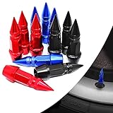 Spiked Valve Caps, FineGood 12 Pack 45mm Aluminum Dustproof Tire Wheel Stem Caps for Cars Truck Motorcycle Bike Most Vehicles