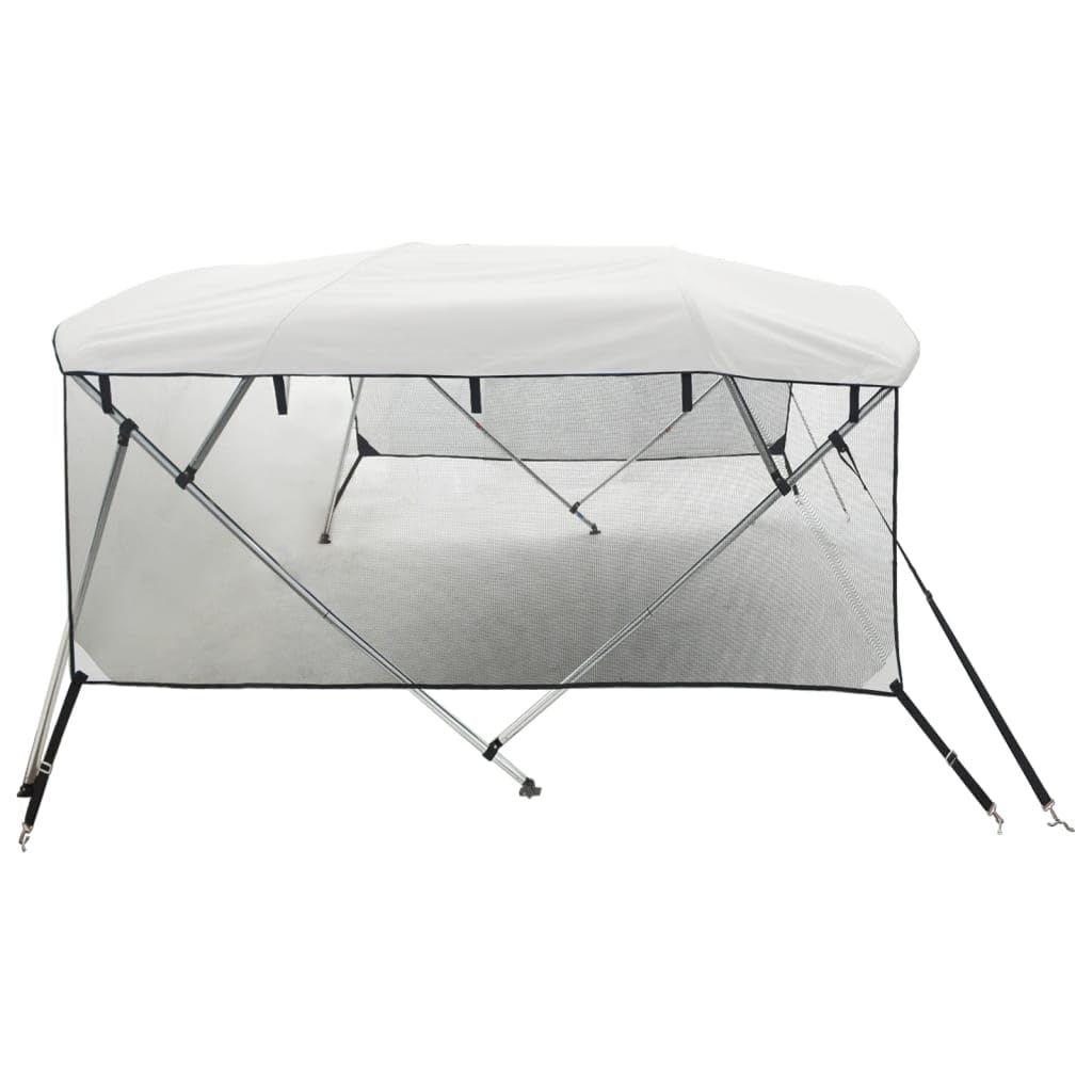 vidaXL Bimini Prua con Pareti Laterali Rete 4Archi 243x(200-213) x137cm, Bimini per imbarcazione, tendalino per Barca, Copertura per imbarcazione
