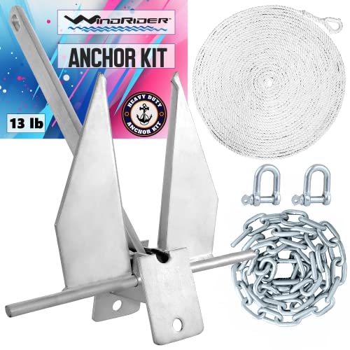 Windrider Superior Boat Anchor Kit Fluke Anchor With Anchor Chain And Anchor Rope Boat Anchors For Pontoon, Sail, Small Boats, Boat Anchors For 25' Boats… #TOP17