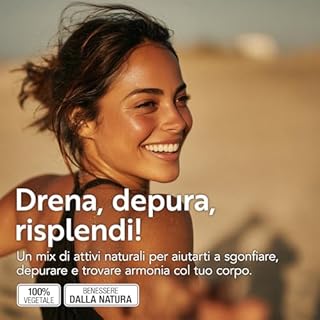 Drenante Diuretico Naturale 240 Capsule PiùLife, 8 Estratti Vegetali, Ananas Bromelina E Centella Asiatica, Betulla, Orthosiphon, Tarassaco, Pilosella, Cardo Mariano Depurativo, Asparago Detox