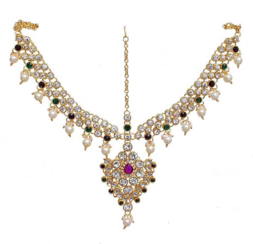 18K Gold Plated Bridal Dulhan Dhanteras/Diwali/Bhai Dooj Collection Mangtika Kundan Stone Purple Green Color for Girls and Women (330-L1PS-KD124-PG)-image-30