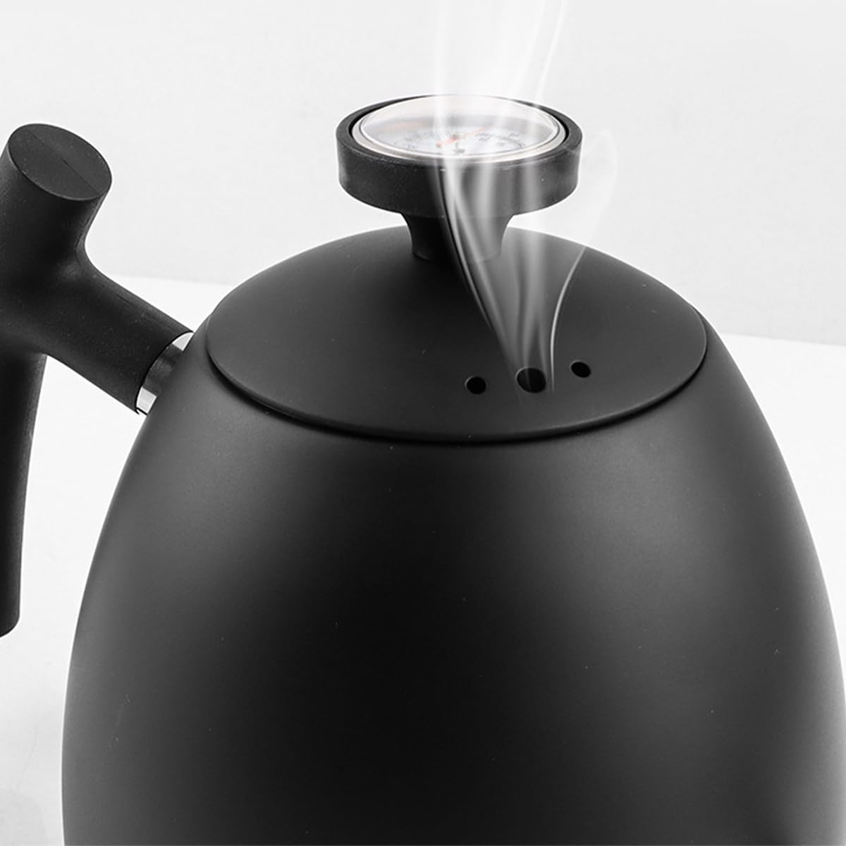 Pour Over Coffee Kettle con termómetro 51 FL oz (máx.), Hervidor de Cuello de Cisne de Acero Inoxidable Premium para café por Goteo, Prensa Francesa y té (Negro)