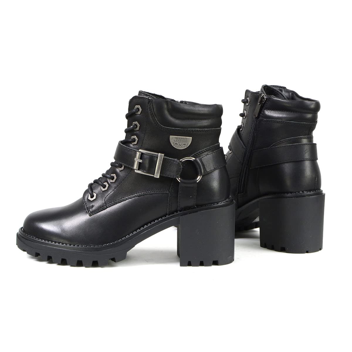Milwaukee Leather Women's Motorcycle Boots - Black Lace-Up Leather Riding Boots With Harness Ring - View #4