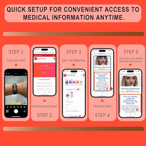 mnmoom Pulseira de identificação médica com código QR para mulheres e homens, pulseira elástica ajus