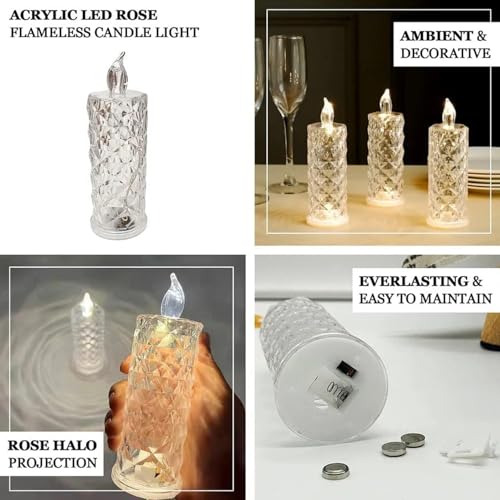 Image of Desidiya 2 Pcs Acrylic LED Decorative Candles Light - 15cm Transparent Flameless Ambient Lamps for Home, Diwali, Christmas & Gifting - Smokeless Battery Operated