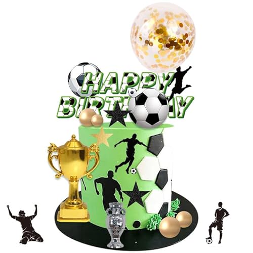 30 Piezas Decoración para Tartas de Fútbol,Fútbol Happy Birthday Cake Topper,Fútbol Cake Topper,Decoración de Cumpleaños de Fútbol,Copa del Mundo Trofeos,para Niños Decoraciones de Cumpleaños
