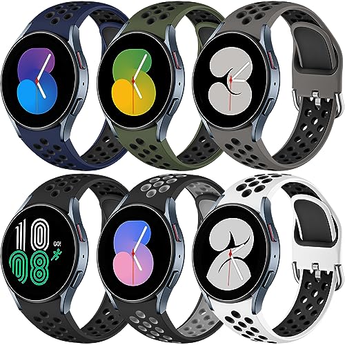 6-PACK-No-Gap-Bands-Only-Compatible-with-Samsung-Galaxy-Watch-654-Band-40mm-44mWatch-6-Classic-43mm-47mmGalaxy-Watch-5-Pro-45mm4-Classic-42mm-46mm-20mm-Soft-Silicone-Sport-Bands-for-Women-Men