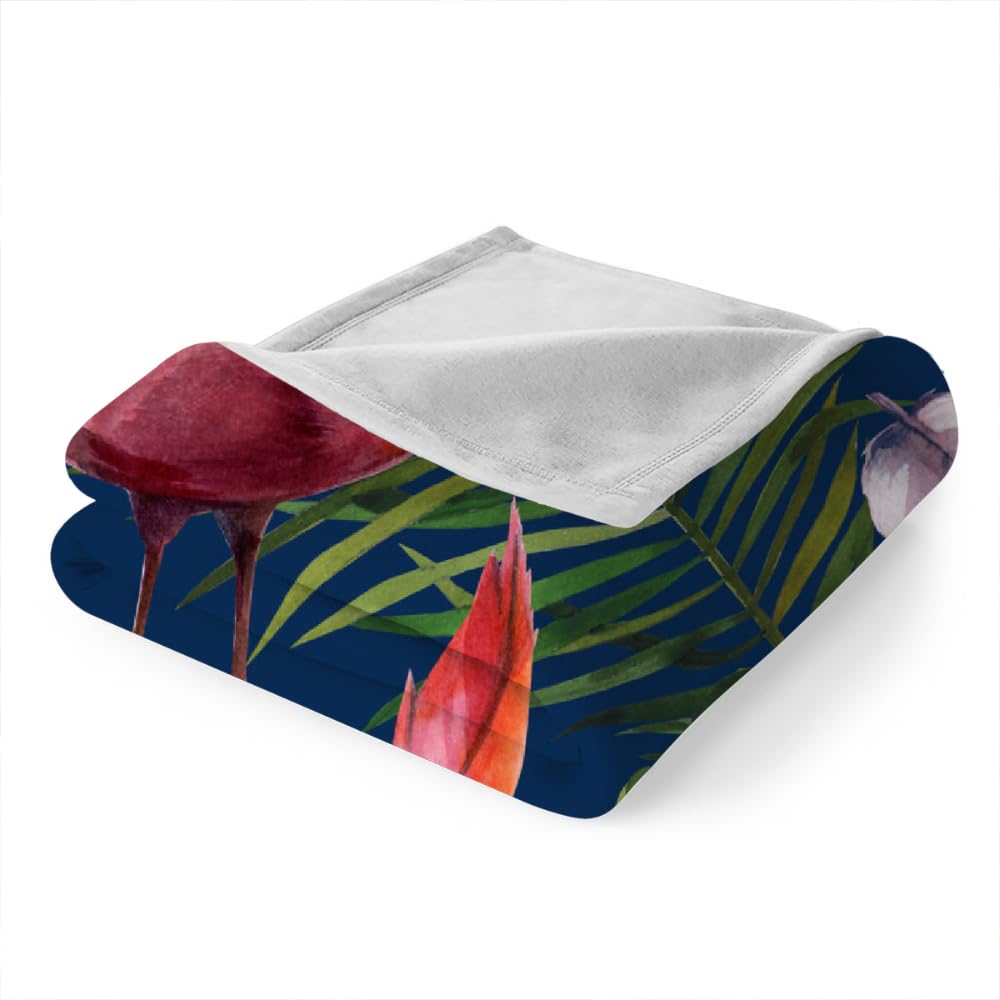 Couverture Tropicales Palmier Feuilles Enfant Garcon Fille,Couverture Polaire Epaisse Hiver Chaude Doux Été Camping,Flanelle Flamant 3D Plaids,Couverture Lit 1 Personne 180X200,B4
