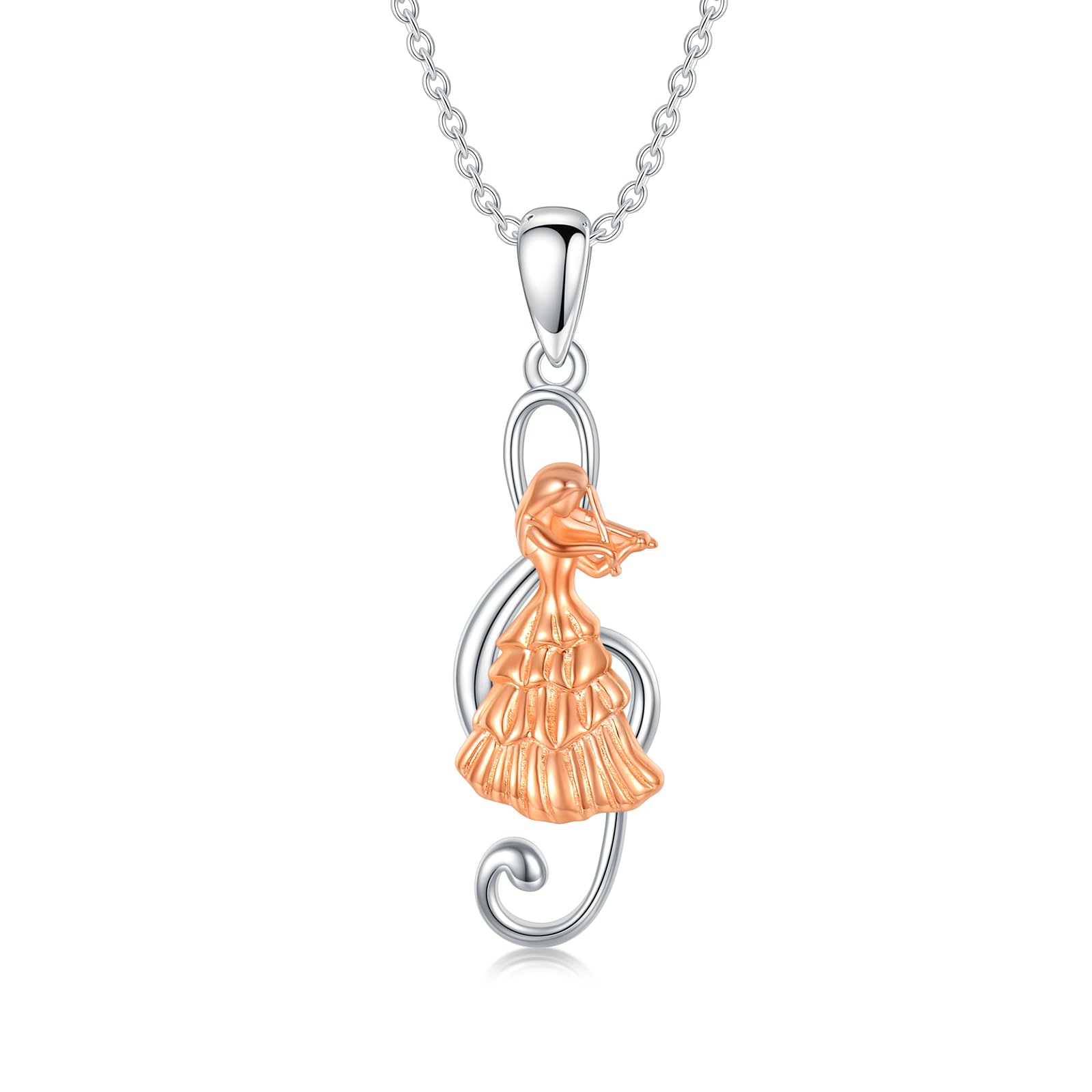 Collana Violino In Argento Sterling 925 Con Nota Musicale - Ciondolo Per Musicisti, Regalo Per Donne E Uomini, Con Catena 18+2 Pollici - 3