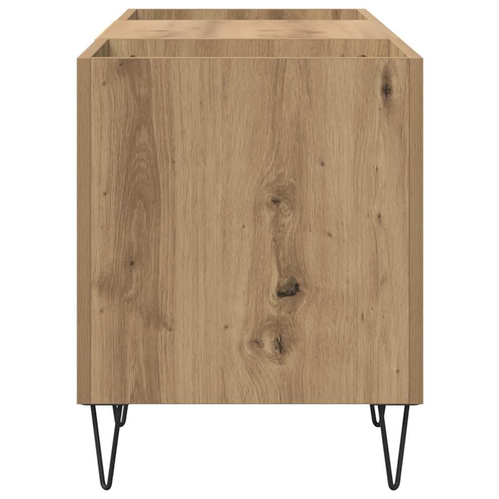 Armadietto per dischi in rovere Artisan con mensola in legno e ferro, 121 x 38 x 48 cm, con 2 ante, ampio spazio per vinile, CD, DVD, fono