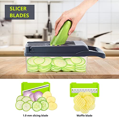Gaishion Multifunctional Vegetable Chopper,16 In 1 Food Chopper,Veggie Chopper With Container,Pro Onion Chopper,Potato Slicer,Kitchen Cutter Slicer Dice(Grey) #TOP3