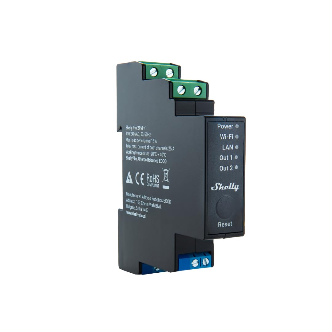 Shelly Pro 2PM | Wlan, LAN & Bluetooth 2-Kanal-Smart-Relais-Schalter mit Leistungsmessung & Pro 1 | WiFi & Bluetooth 1-Kanal-Smart-Relais-Schalter