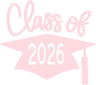 Class of 2026 Graduation Cap Vinyl Decal, Graduation T Shirt Transfer, DIY Graduate Shirt Patch, HTV Vinyl Applique, Pick Size Color, Iron-On Almost Anything (Pink)