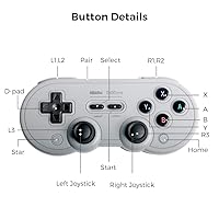 Vista 6 de 8Bitdo SN30 Pro - Controlador inalámbrico Bluetooth con joysticks Rumble Vibration Cable USB-C Gamepad compatible con interruptor, Windows, Mac