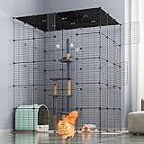 Oneluck 5-Tier Extra Large Cat Cages Indoor, 69 Inch Enclosure, Catio DIY Cat Playpen Detachable Metal Wire Kennels Cat Crate Exercise Place Ideal for 1-4 Cats(Without Platform)