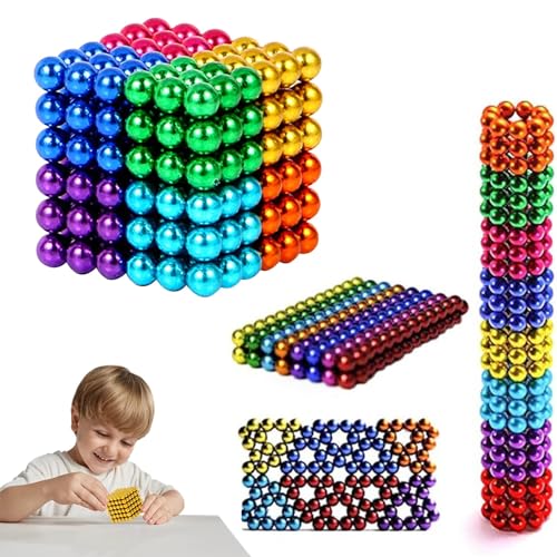 Magnetic Balls Fidget Multi-Color Magnet Beads for Stress Relief 216/512/1000 PCS 3D Building Sculpture Magnets for Adults Desk Decor Creative Stacking Magnet Balls for Gifts